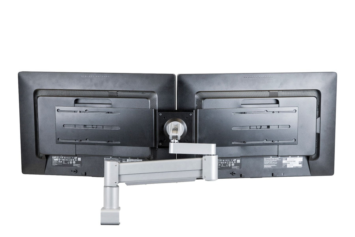 Billede af Monitorarm dobbelt med dual beslag - Med kabelgennemføring Ø80 mm - 1}