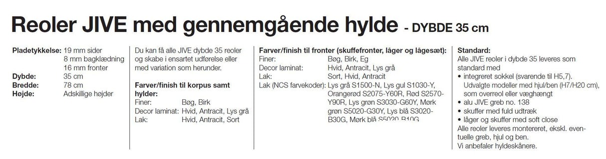 Billede af Reoler JIVE integreret sokkel og hylde d 35 cm. 2-6 rum - 7
