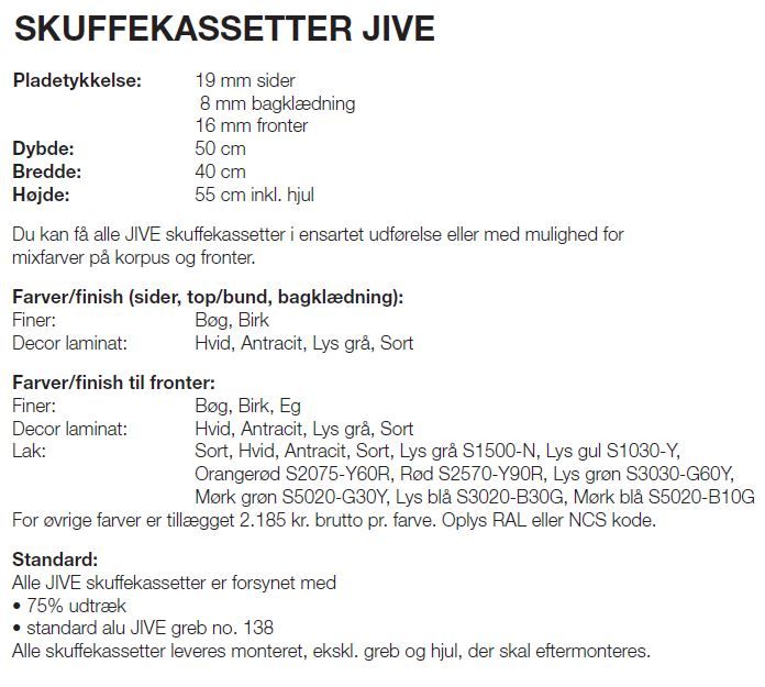 Billede af Skuffekassetter JIVE - 2 skuffer m lås i øverste skuffe - 7